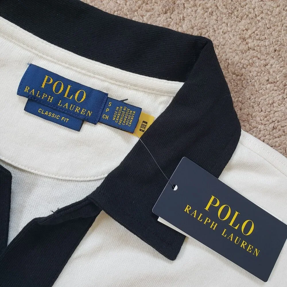NWT Polo Ralph Lauren Small Mens White Dual Player #3 Polo Shirt Johnny Collar